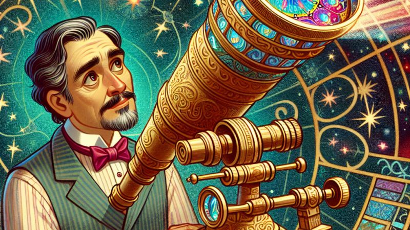 Der Astronom und das Teleskop, das in die Zukunft blicken kann